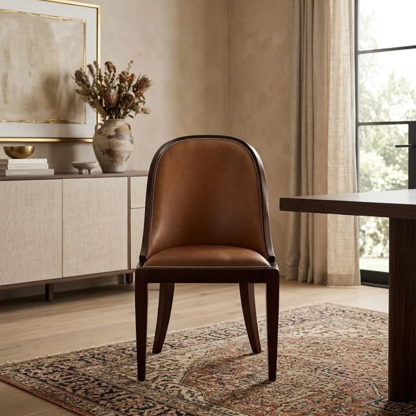 Turku Backrest Leather Dining Chair 