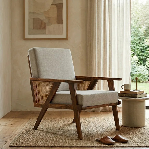 Ulundi sheesham Wood and Fabric Lounge Chair