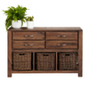 Sheesham Wood Console Table with Drawers & 3 Open Shelves