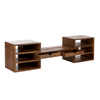 Classic Sheesham Wood 2 Drawers and 6 Open Shelves Adjustable TV Unit with Sliding Shelves