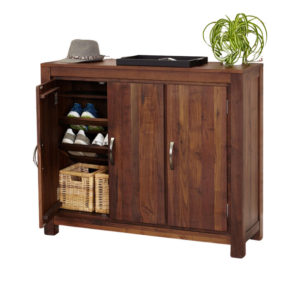 Sheesham Wood Large 3 Door Shoe Rack