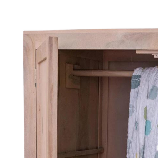 Classic Sheesham Wood 2 Drawers and 2 Doors with Shelves Wardrobe