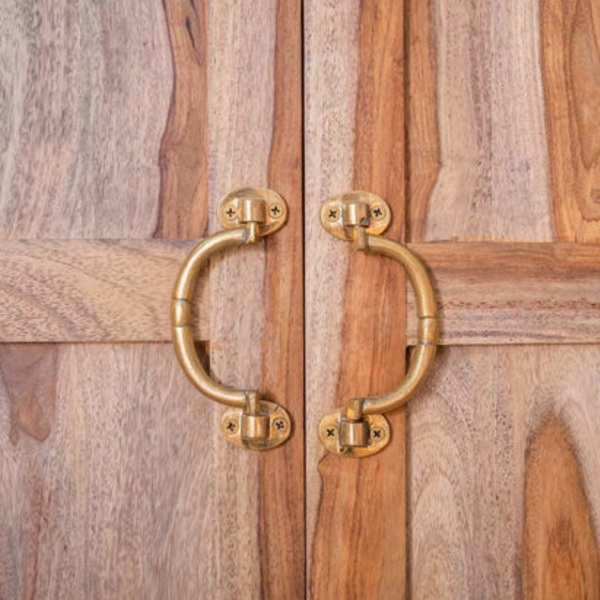 Classic Sheesham Wood 2 Drawers and 2-Door Shelves Wardrobe