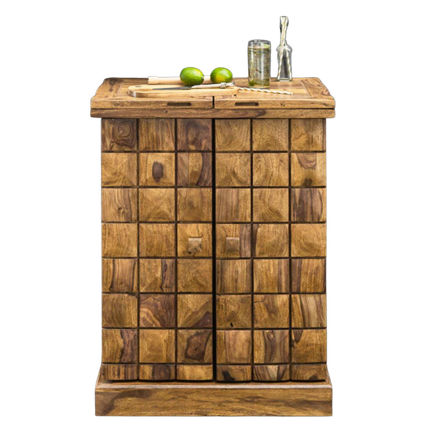 Classic Sheesham Wood Natural Finish Stylish Bar Cabinet