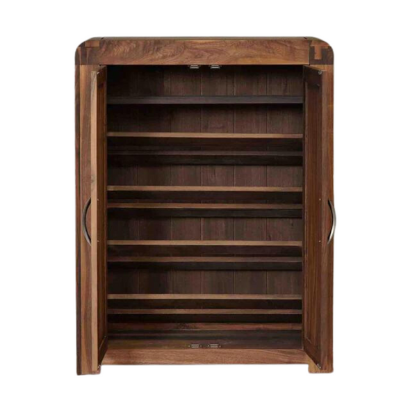 Wooden Shoe Rack Cabinet - 2 Doors and 4 Shelves