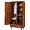 Classic Sheesham Wood 2-Door Shelf and 2 Drawers Wardrobe
