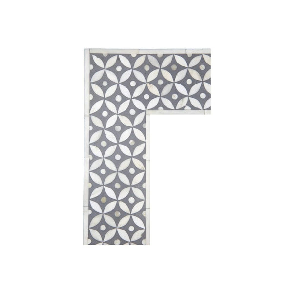 Rectangular Grey Geometric Mirror - Bone Inlay