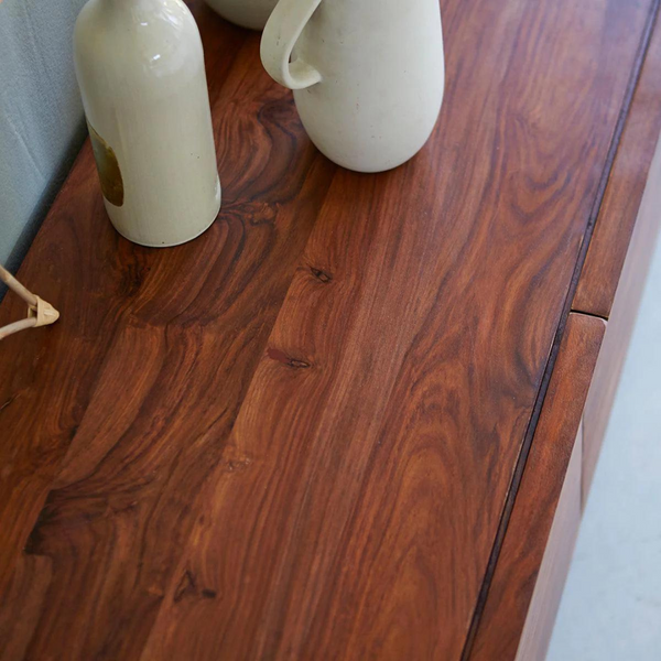 Classic Sheesham Wood 2 Side Doors and 1 Central Door TV Unit