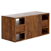 Classic Sheesham Wood 2 Drawers and 6 Open Shelves Adjustable TV Unit with Sliding Shelves