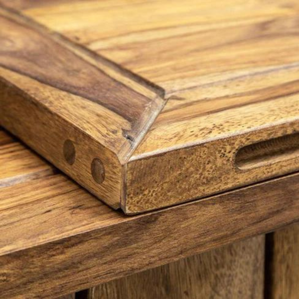 Classic Sheesham Wood Natural Finish Stylish Bar Cabinet