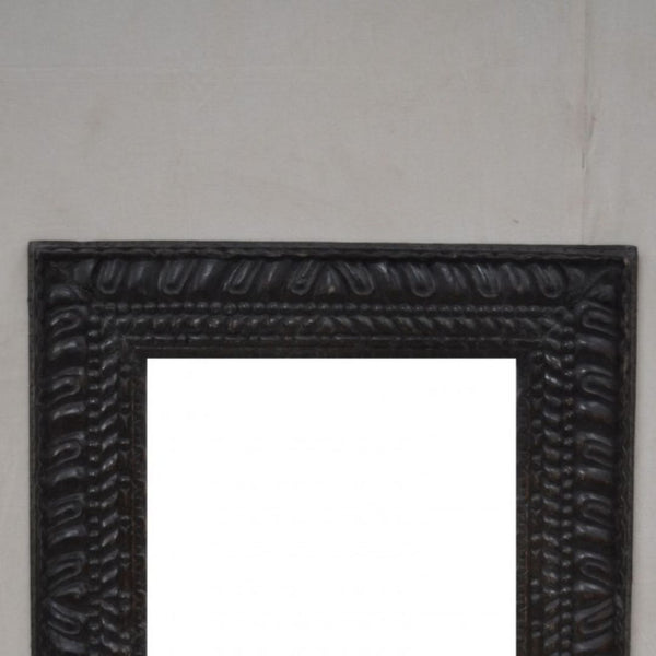Hand Carved Modern Mango Solid Wood Golden Black Finish Mirror Frame