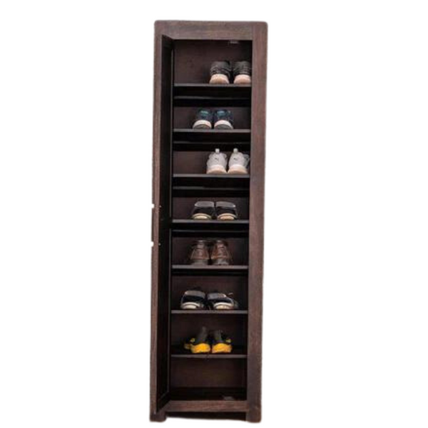 Sheesham Wood Shoe Rack - 1 Door and 8 Shelves
