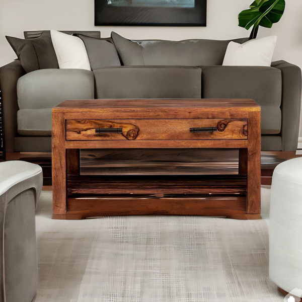 Classic Sheesham Wood 2 Drawers Coffee Table
