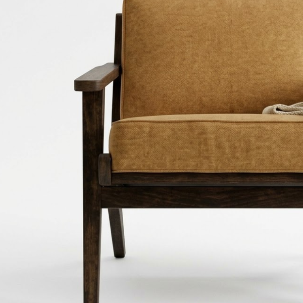 Welkom Sheesham Wood and Fabric Wing Back Chair