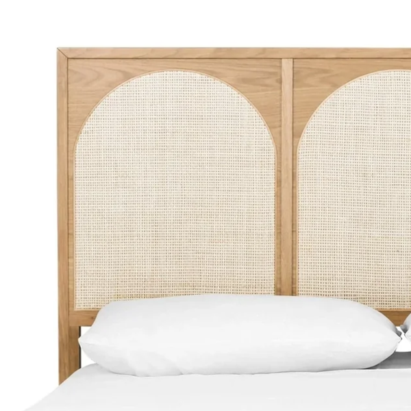 Bohemian Solid Wood Rattan Bed - All Sizes