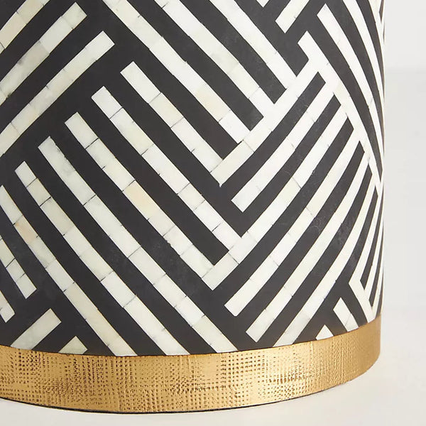 Valletta Acrylic Inlay Side Table - Geometric pattern