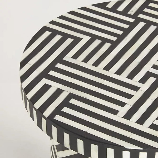Valletta Acrylic Inlay Side Table - Geometric pattern