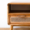 Valletta Teakwood Rattan Side Table With Drawer