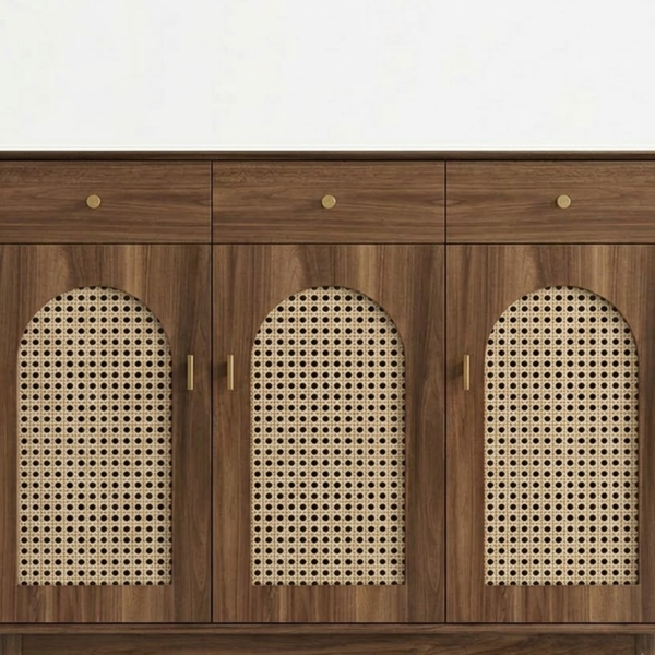 Valparaiso Solid Wood Rattan Shoe Rack