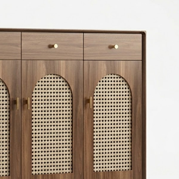 Valparaiso Solid Wood Rattan Shoe Rack