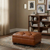 Varna Solid Wood Leather Ottoman