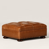 Varna Solid Wood Leather Ottoman