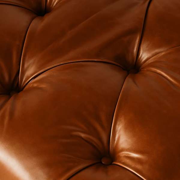 Varna Solid Wood Leather Ottoman
