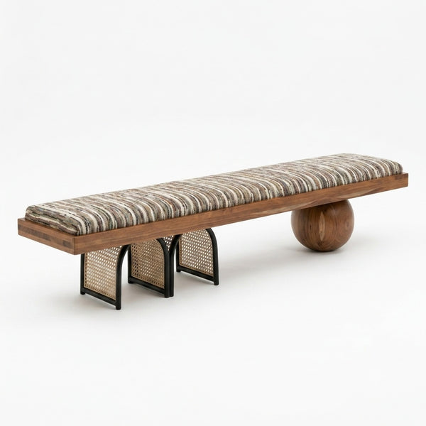 Veloura Solid Wood & Rattan Bench
