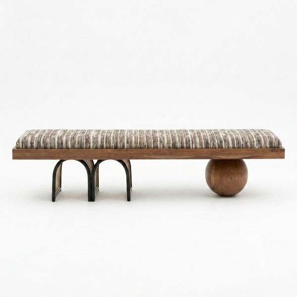 Veloura Solid Wood & Rattan Bench