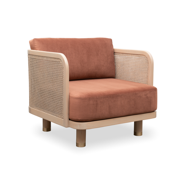 Vienna Rattan Armchair Velvet Flax