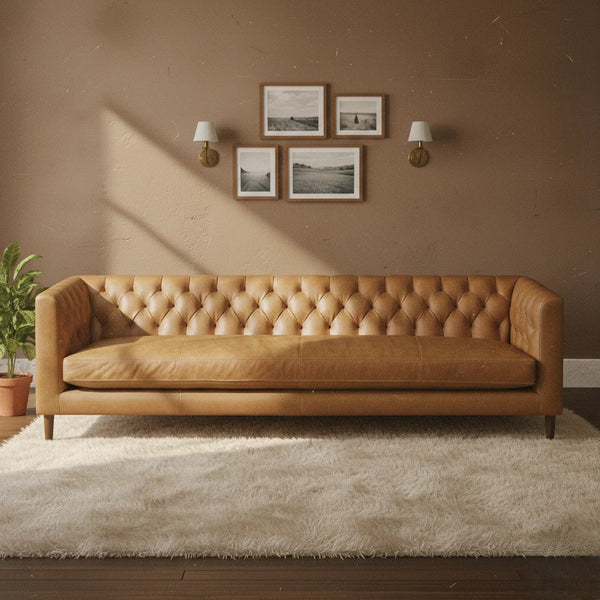 Viola Luxury Chesterfield Leather 4- Seater Sofa