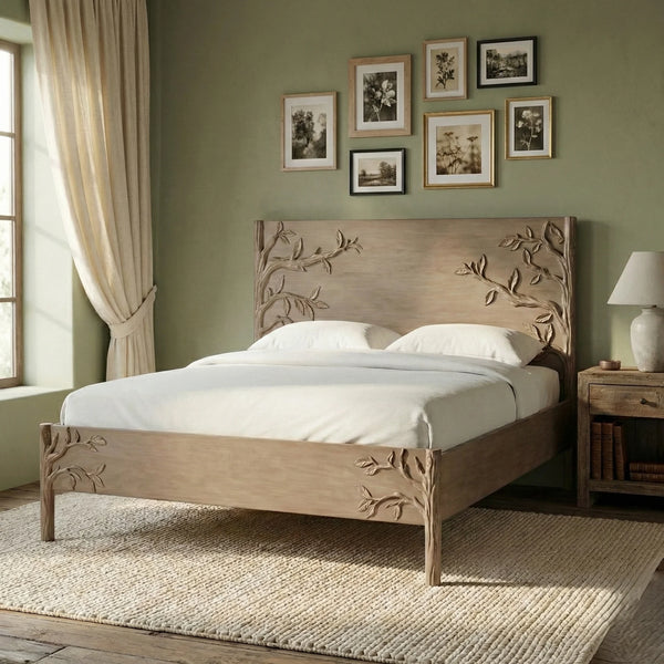 Viola Luxury Hand Carved Solid Wood Bed - All Sizes