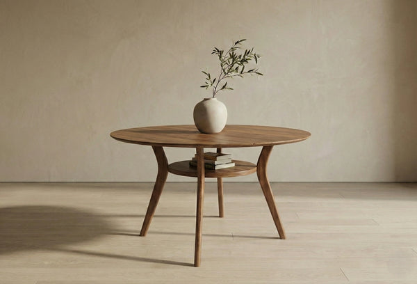 Viola Solid Teakwood Round Dining Table Set – 4 Seater, 6 Seater – All Sizes