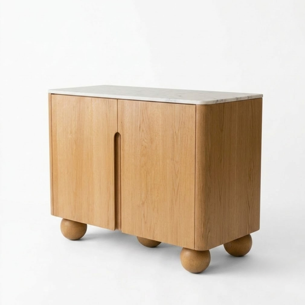 Viseu Solid Wood & Marble Chest Of Drawer