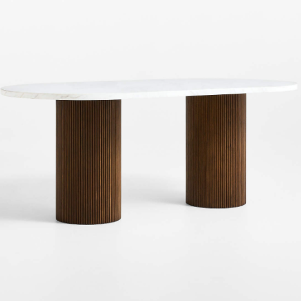 Volgograd Solid Wood & Mable Dining Table Set - All Sizes