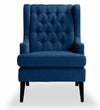 Classic Solid Sheesham Fabric Wing Chair in Royal Blue Colour