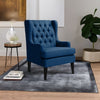 Classic Solid Sheesham Fabric Wing Chair in Royal Blue Colour