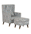 Classic Fabric Wing Chair with Ottoman in Grey