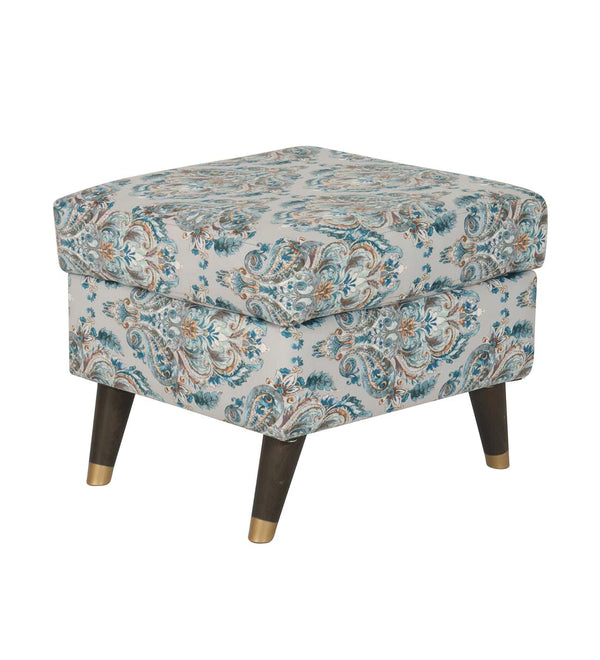 Classic Fabric Wing Chair with Ottoman in Grey