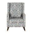 Classic Fabric Wing Chair with Ottoman in Grey