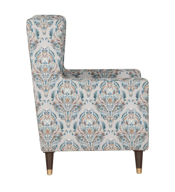 Classic Fabric Wing Chair with Ottoman in Grey