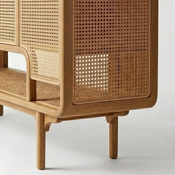 Weaverville Solid Wood Rattan Sideboard