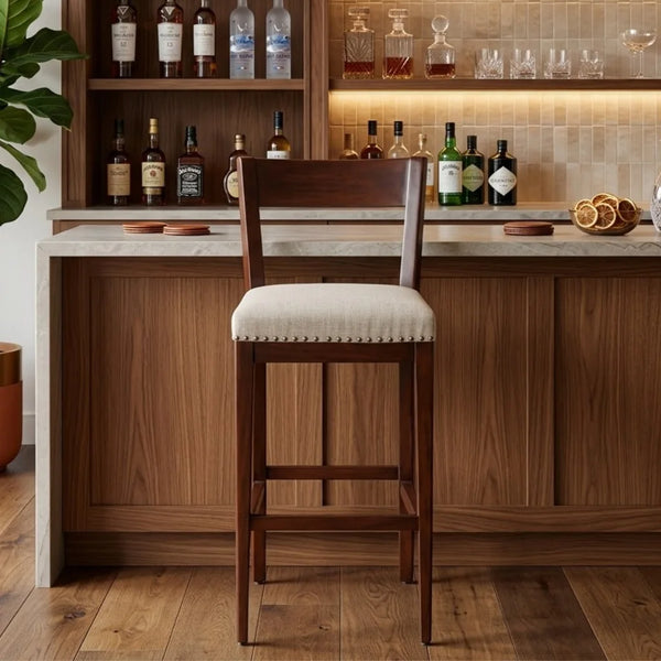 Westbury Sheesham Wooden Cafe Stool - Walnut Finish