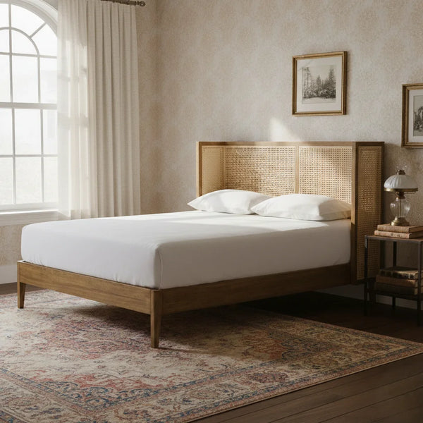 Wichita Luxury Solid Wood Rattan Bed - All Sizes