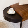 Wynberg Leather Tufted Bench With Attached Tables