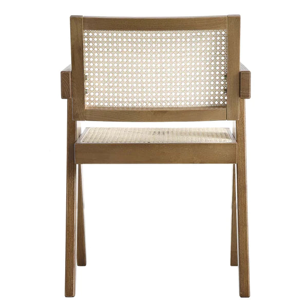 Classic Rattan Solid Wood ArmChair - Light Walnut Finish