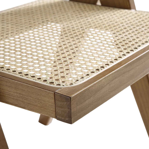 Classic Rattan Solid Wood ArmChair - Light Walnut Finish