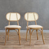 Classic Set Of 2 Rattan Solid Wood Dining Chair - Natural Finish