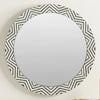 Bone Inlay Zig-zag Black Round Large Wall Mirror