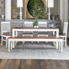 French Solid Wood 6 Seater Dining Table Set With Bench